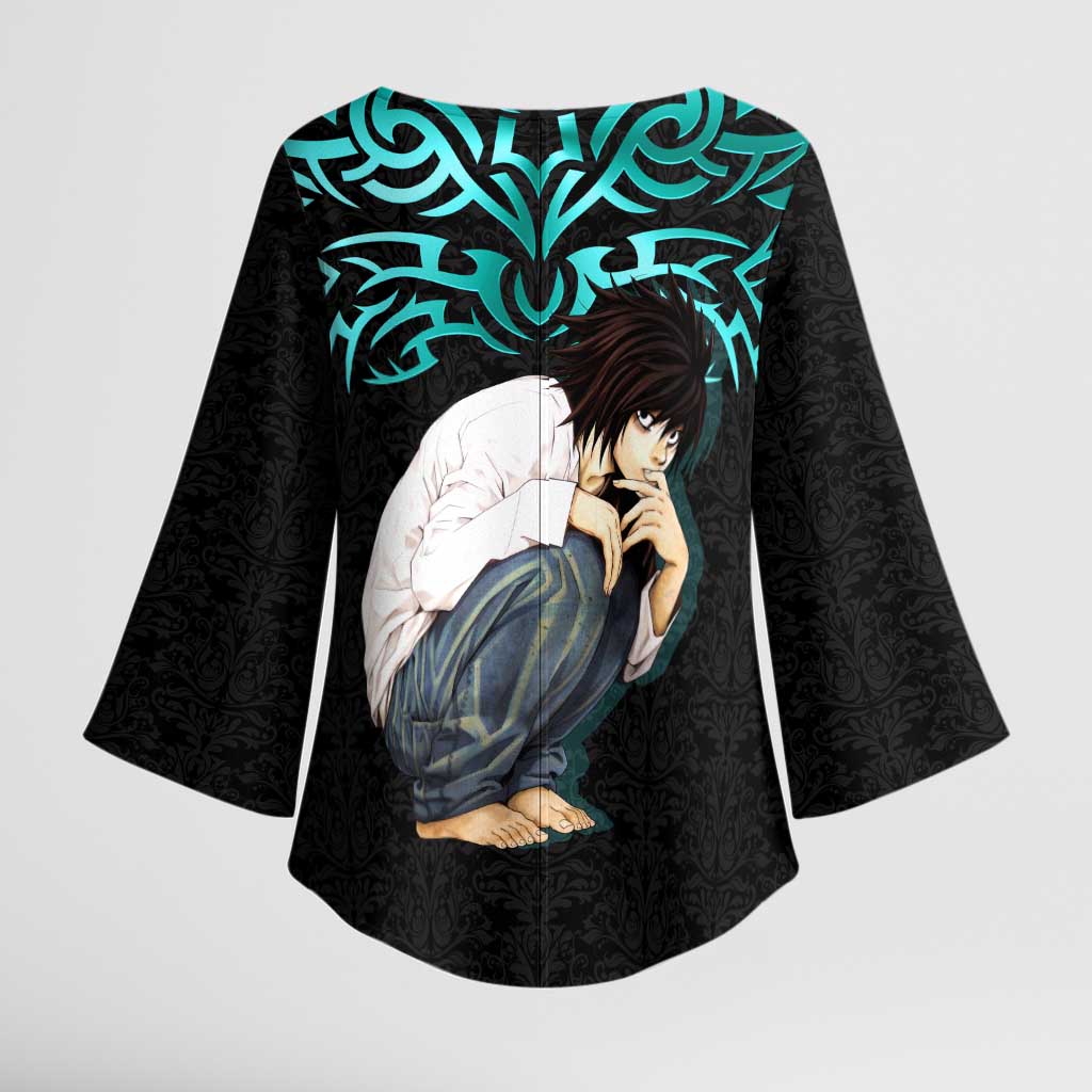 L Lawliet Death Note Kimono Sleeve Blouse Tribal Anime Fusion Style