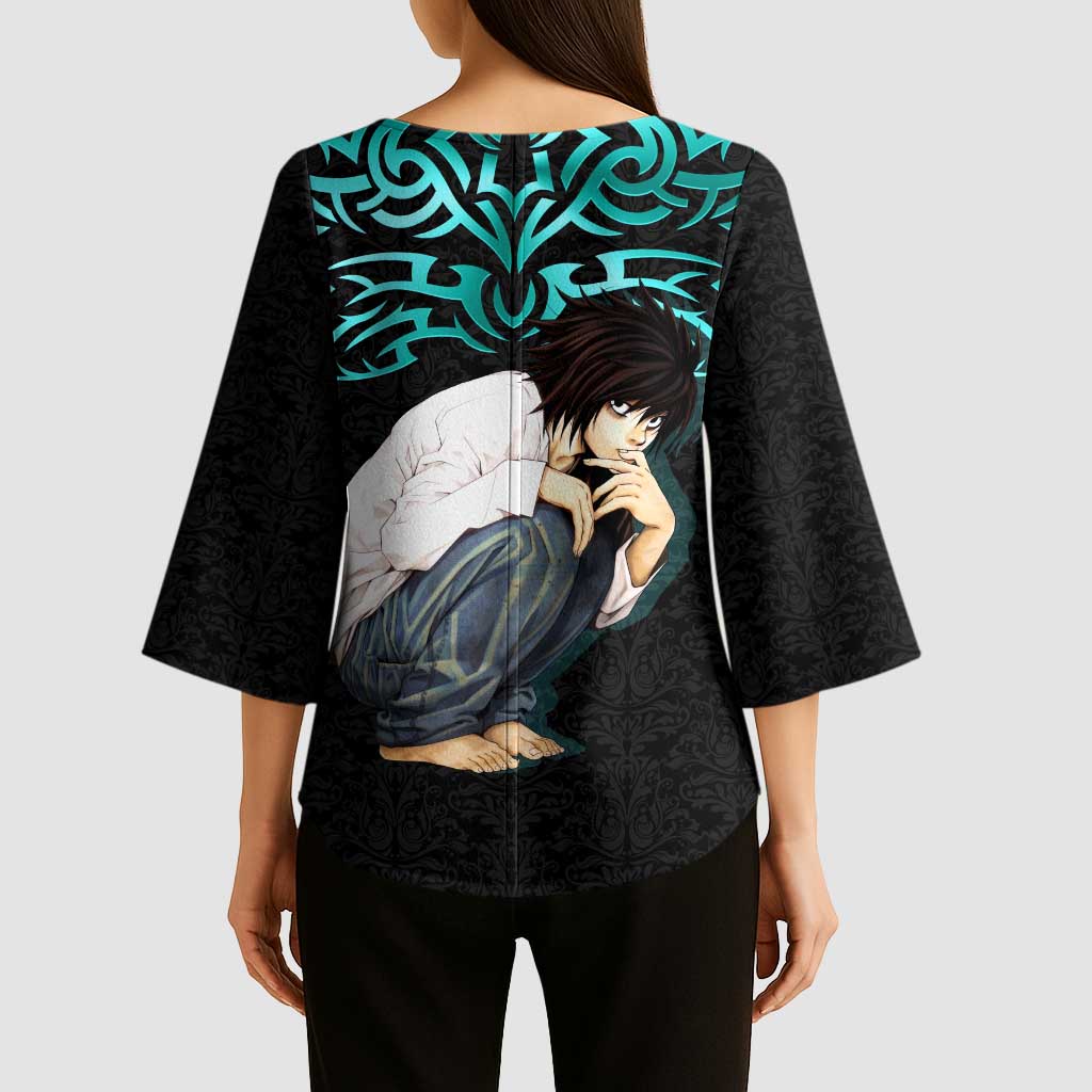 L Lawliet Death Note Kimono Sleeve Blouse Tribal Anime Fusion Style