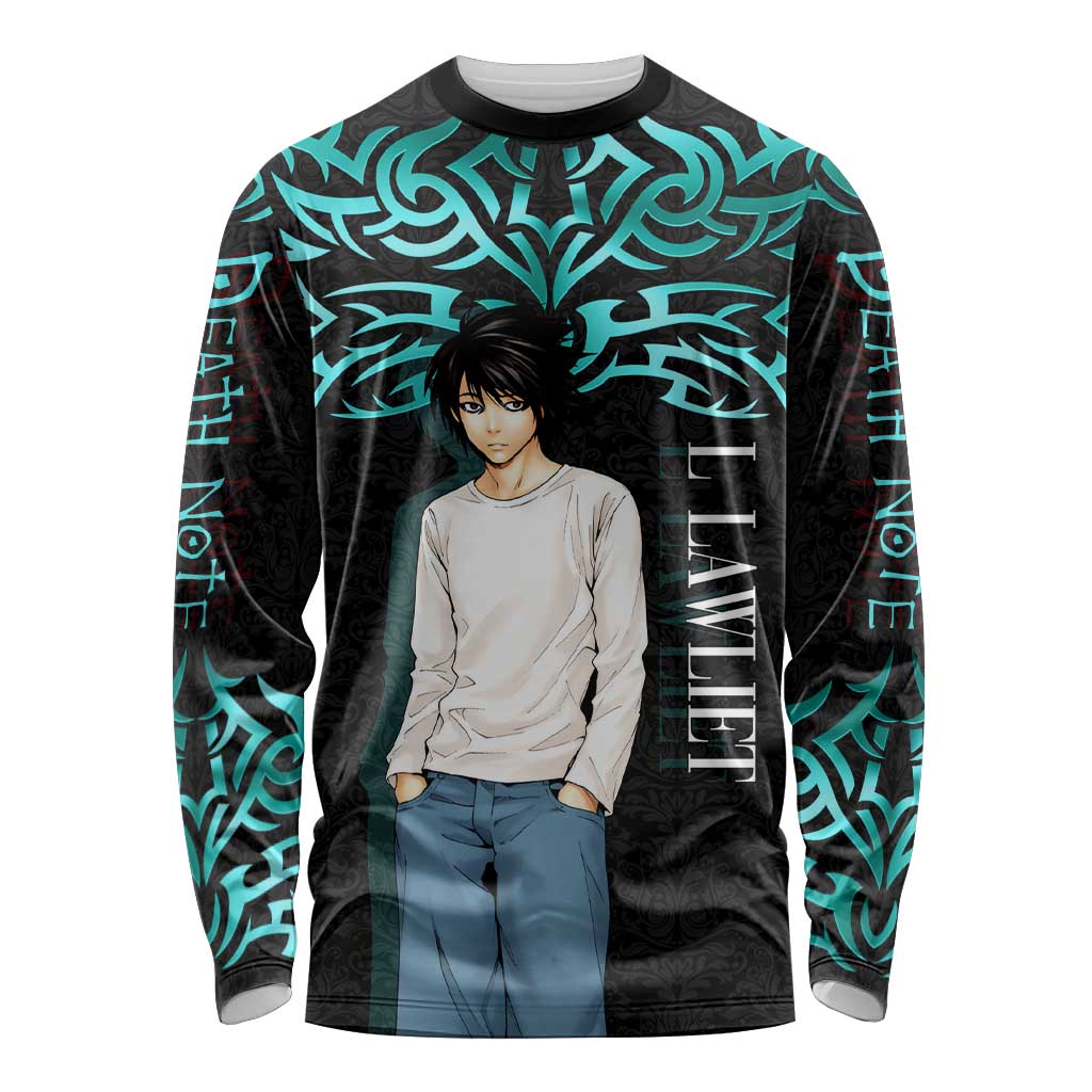 L Lawliet Death Note Long Sleeve Shirt Tribal Anime Fusion Style