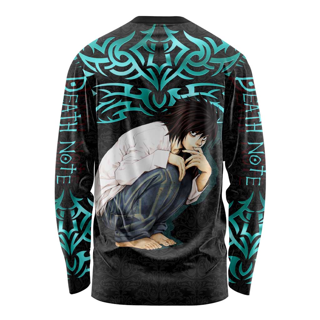L Lawliet Death Note Long Sleeve Shirt Tribal Anime Fusion Style