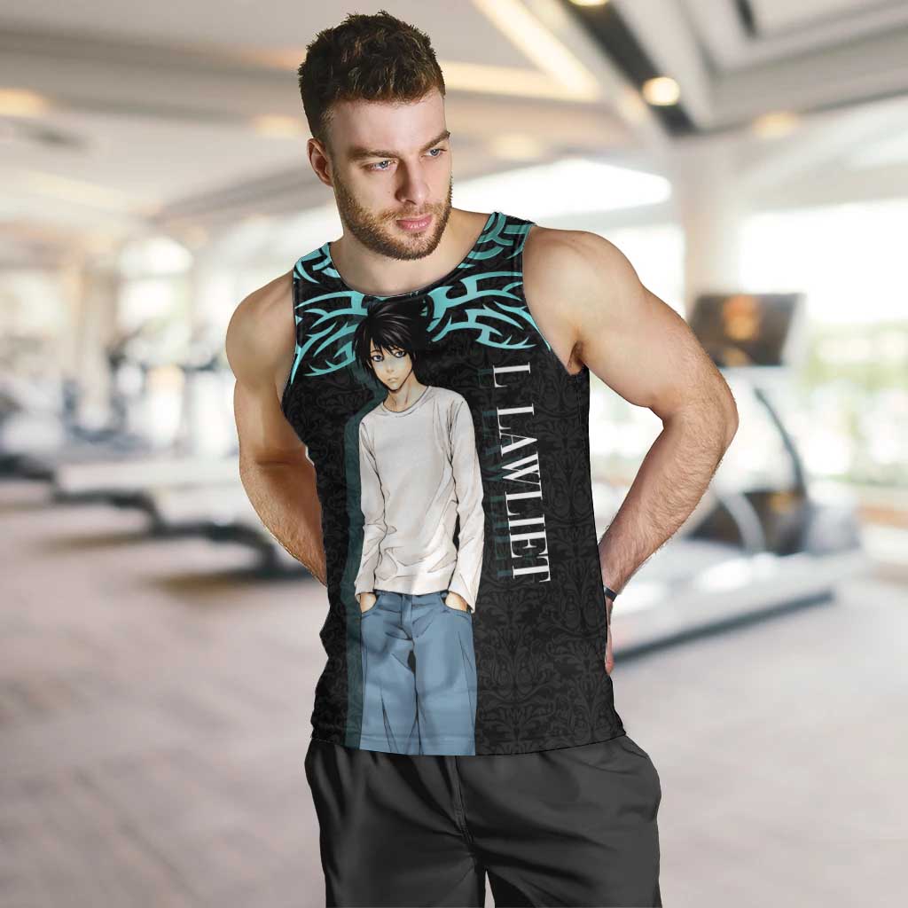L Lawliet Death Note Men Tank Top Tribal Anime Fusion Style