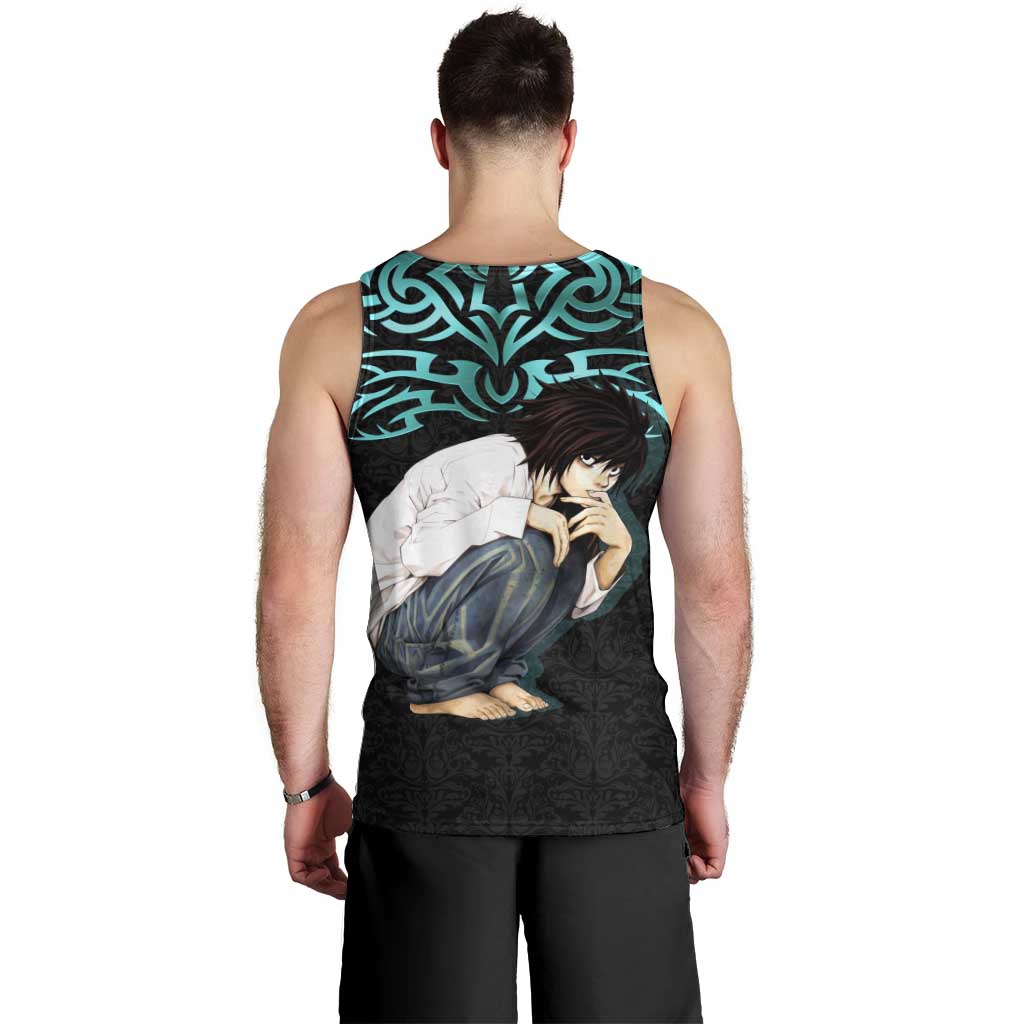 L Lawliet Death Note Men Tank Top Tribal Anime Fusion Style