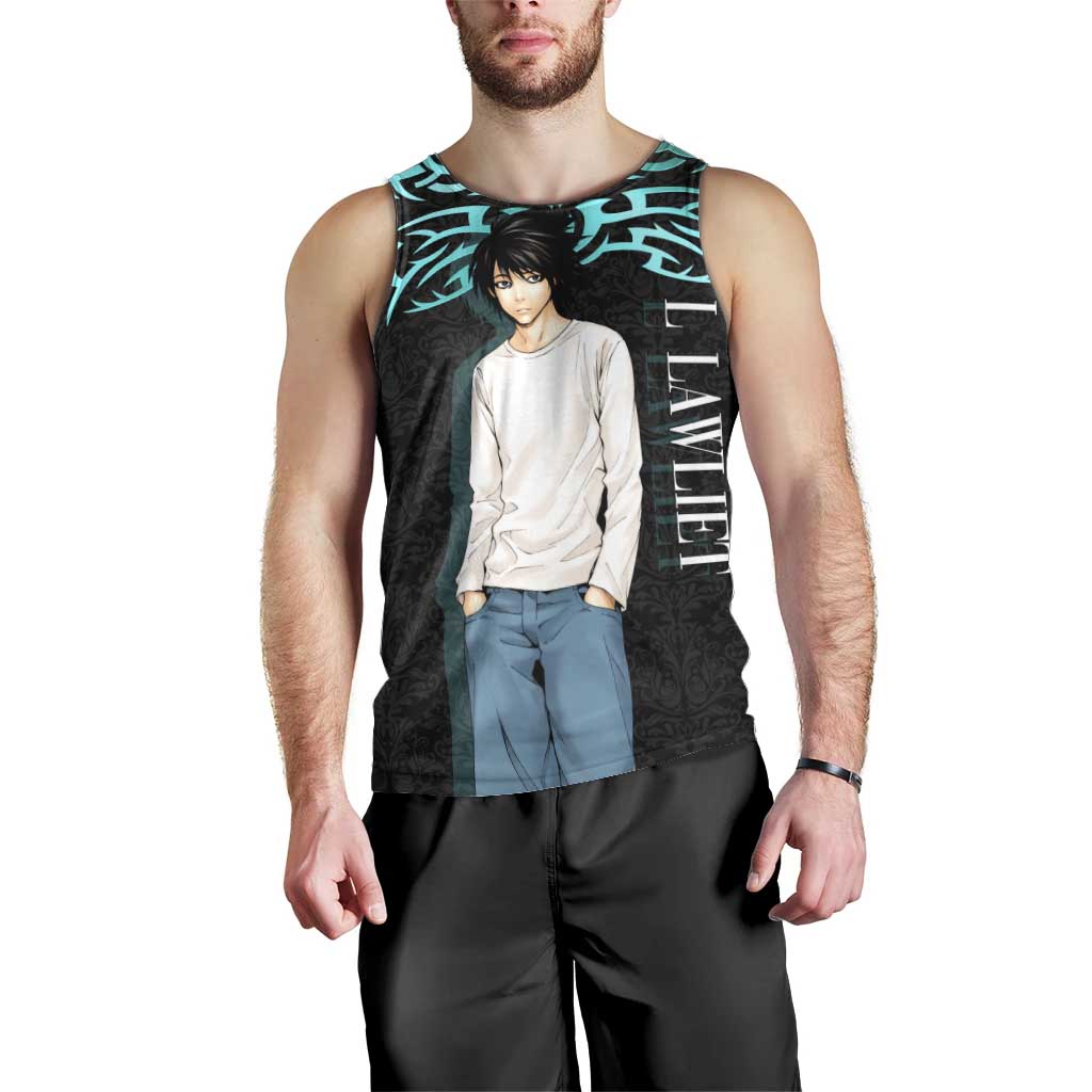 L Lawliet Death Note Men Tank Top Tribal Anime Fusion Style