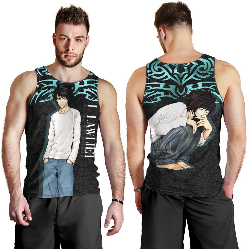 L Lawliet Death Note Men Tank Top Tribal Anime Fusion Style