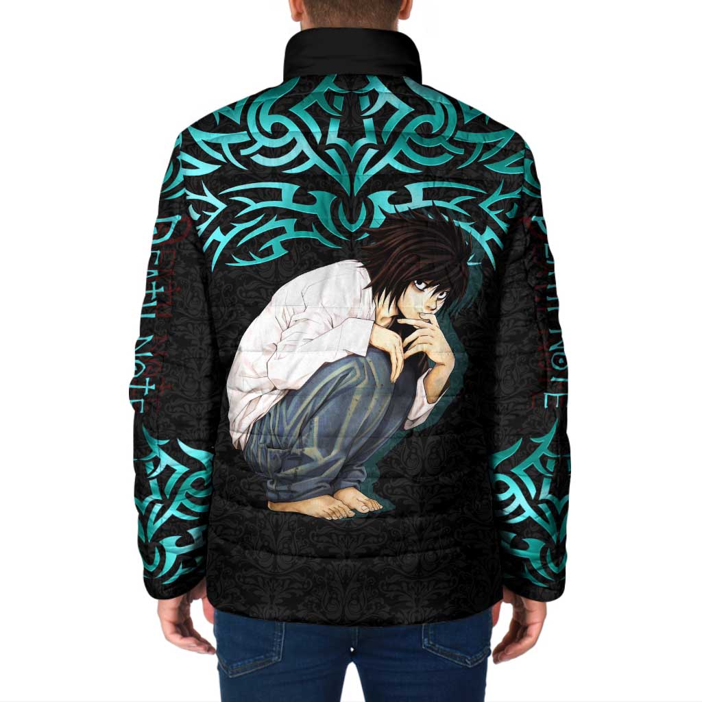 L Lawliet Death Note Padded Jacket Tribal Anime Fusion Style