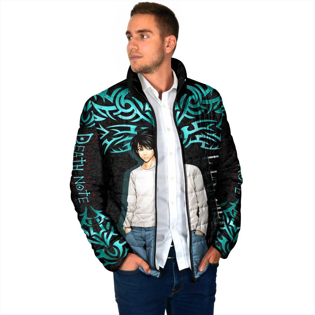 L Lawliet Death Note Padded Jacket Tribal Anime Fusion Style