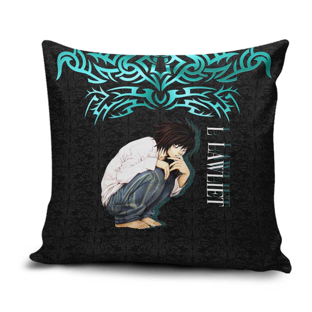 L Lawliet Death Note Pillow Cover Tribal Anime Fusion Style