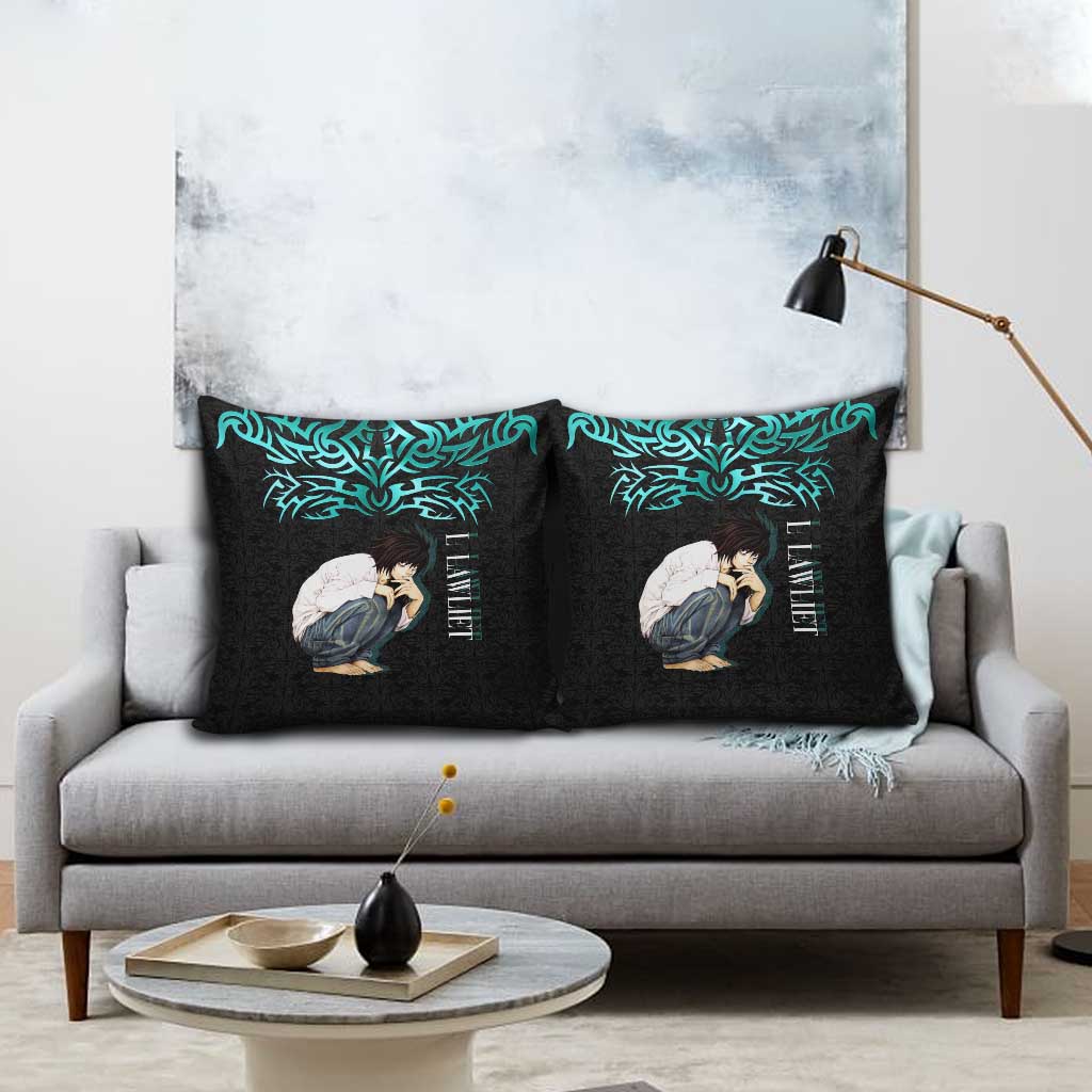 L Lawliet Death Note Pillow Cover Tribal Anime Fusion Style