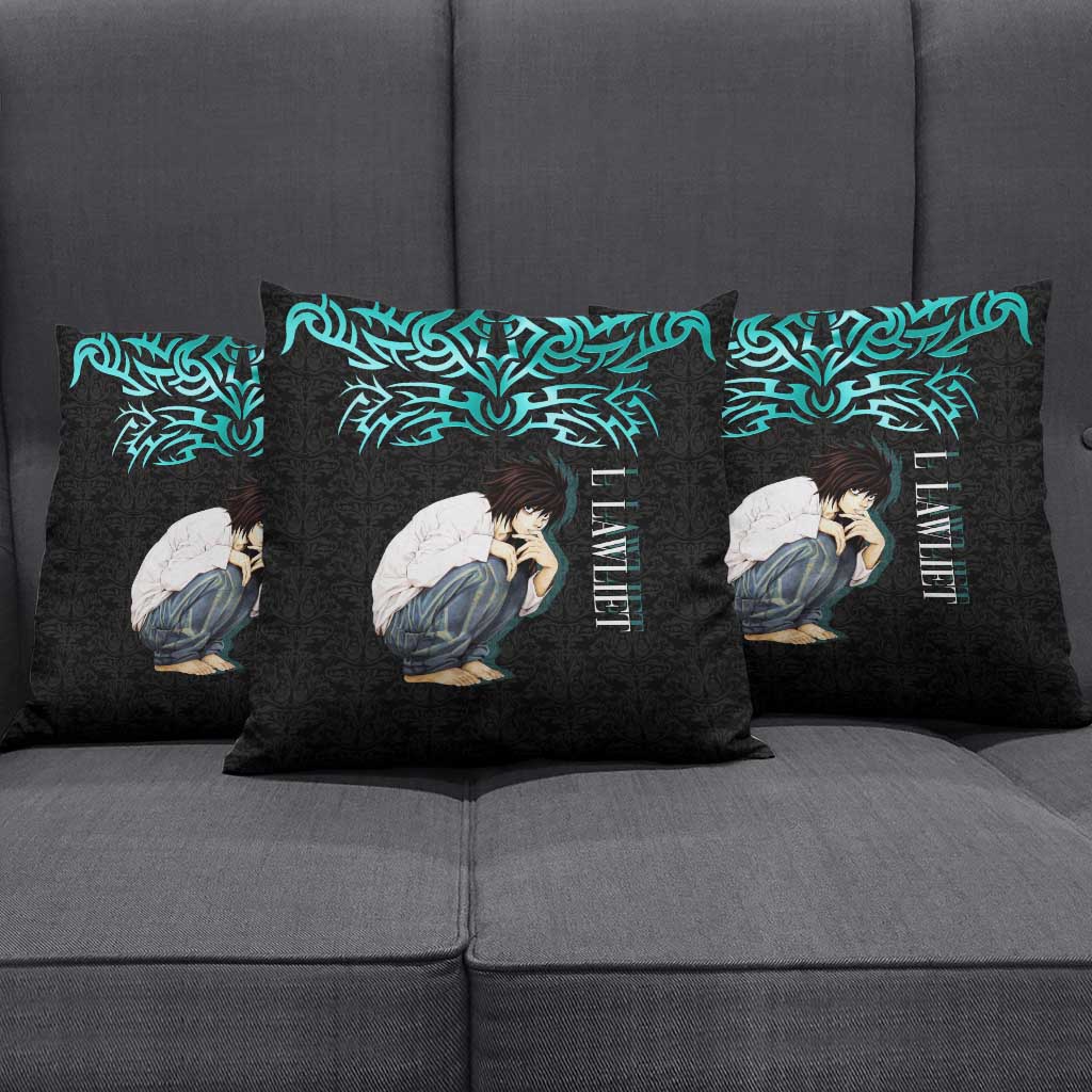 L Lawliet Death Note Pillow Cover Tribal Anime Fusion Style