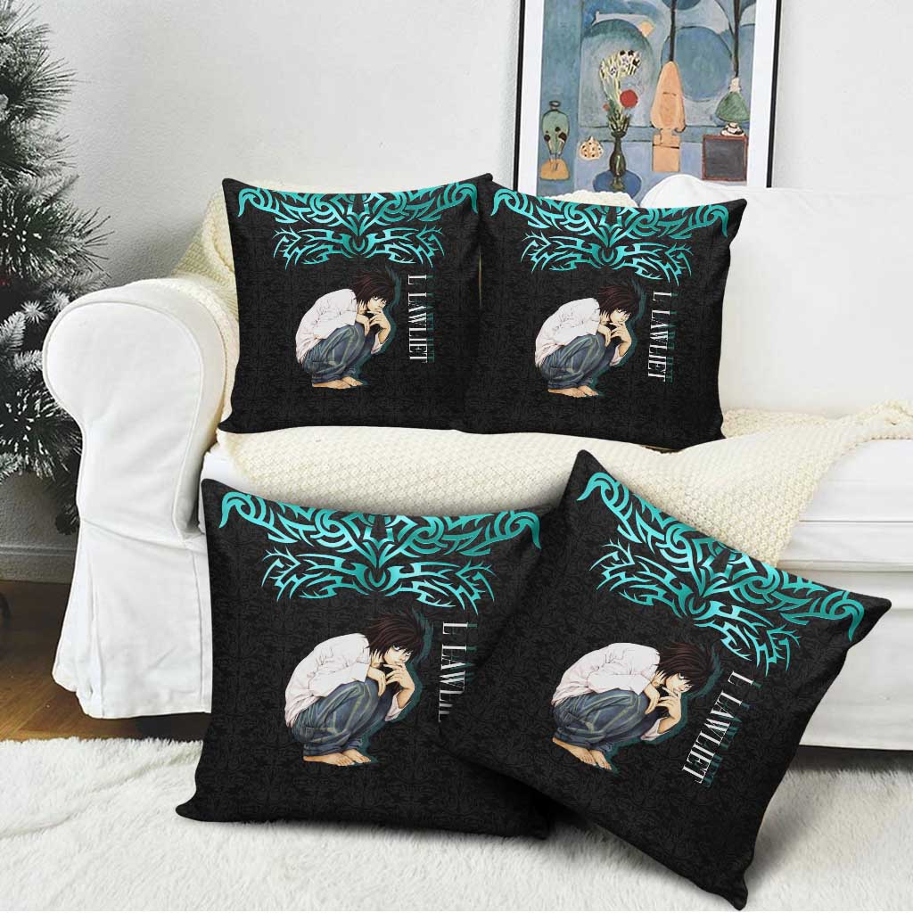 L Lawliet Death Note Pillow Cover Tribal Anime Fusion Style