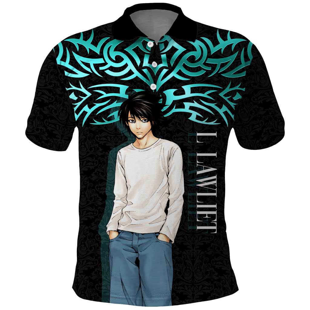 L Lawliet Death Note Polo Shirt Tribal Anime Fusion Style