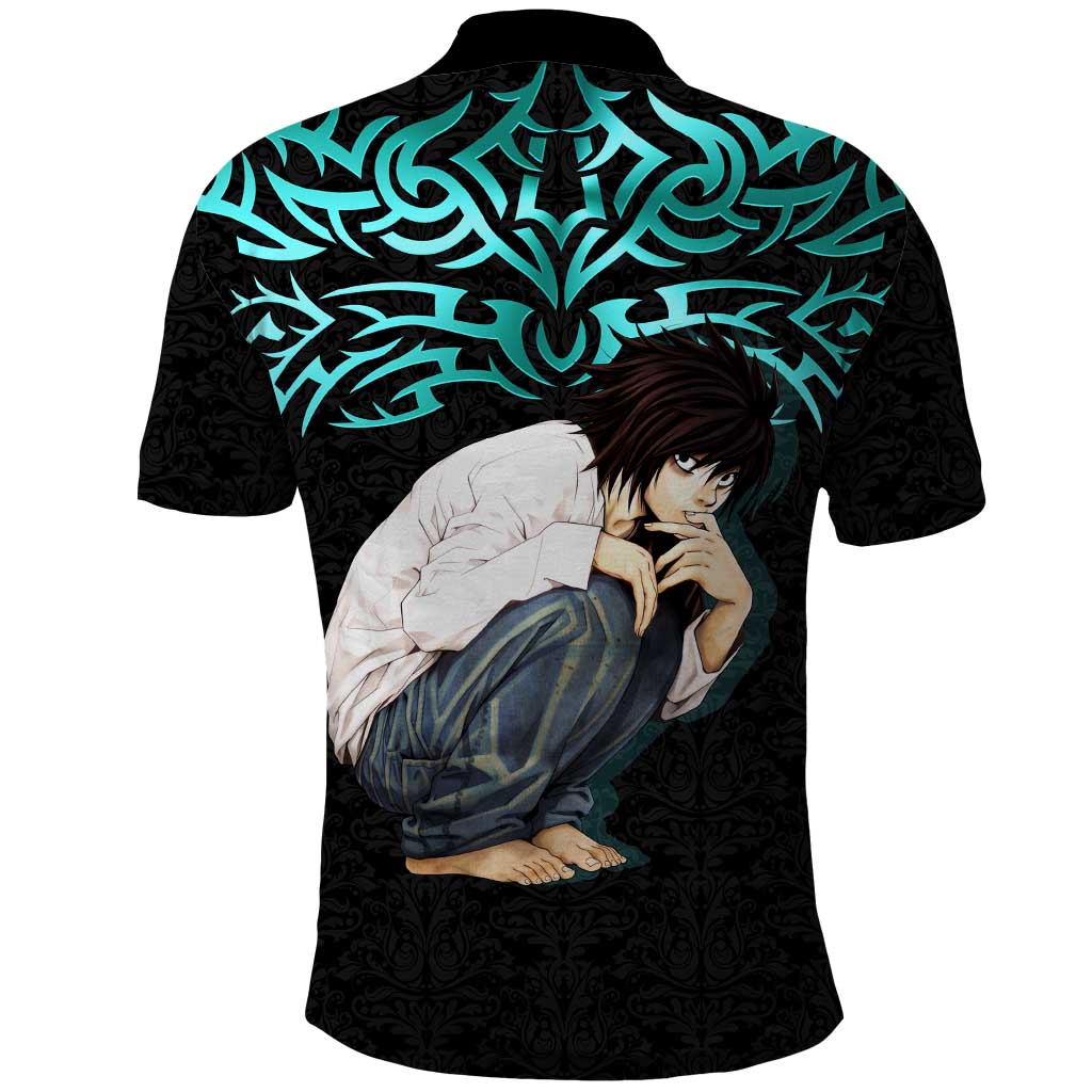 L Lawliet Death Note Polo Shirt Tribal Anime Fusion Style