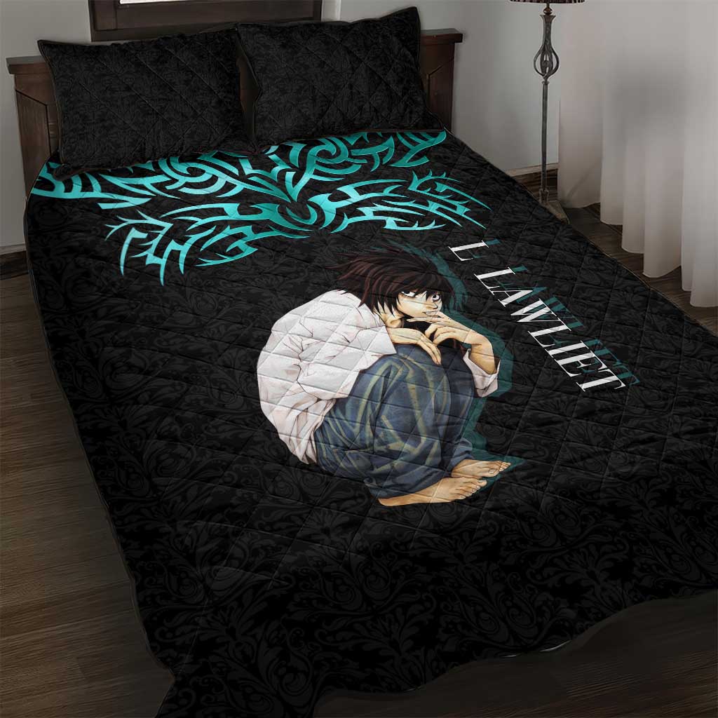 L Lawliet Death Note Quilt Bed Set Tribal Anime Fusion Style