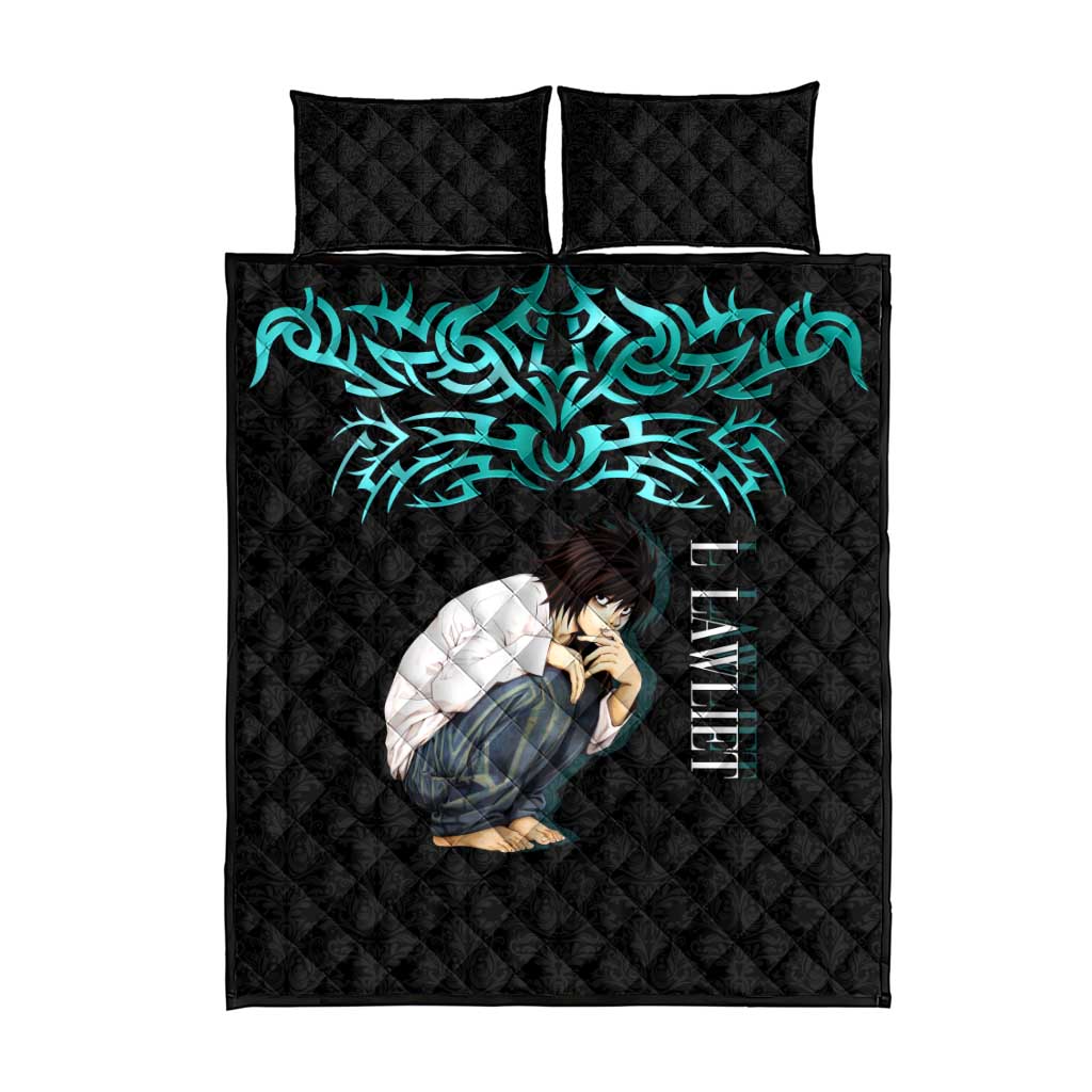 L Lawliet Death Note Quilt Bed Set Tribal Anime Fusion Style