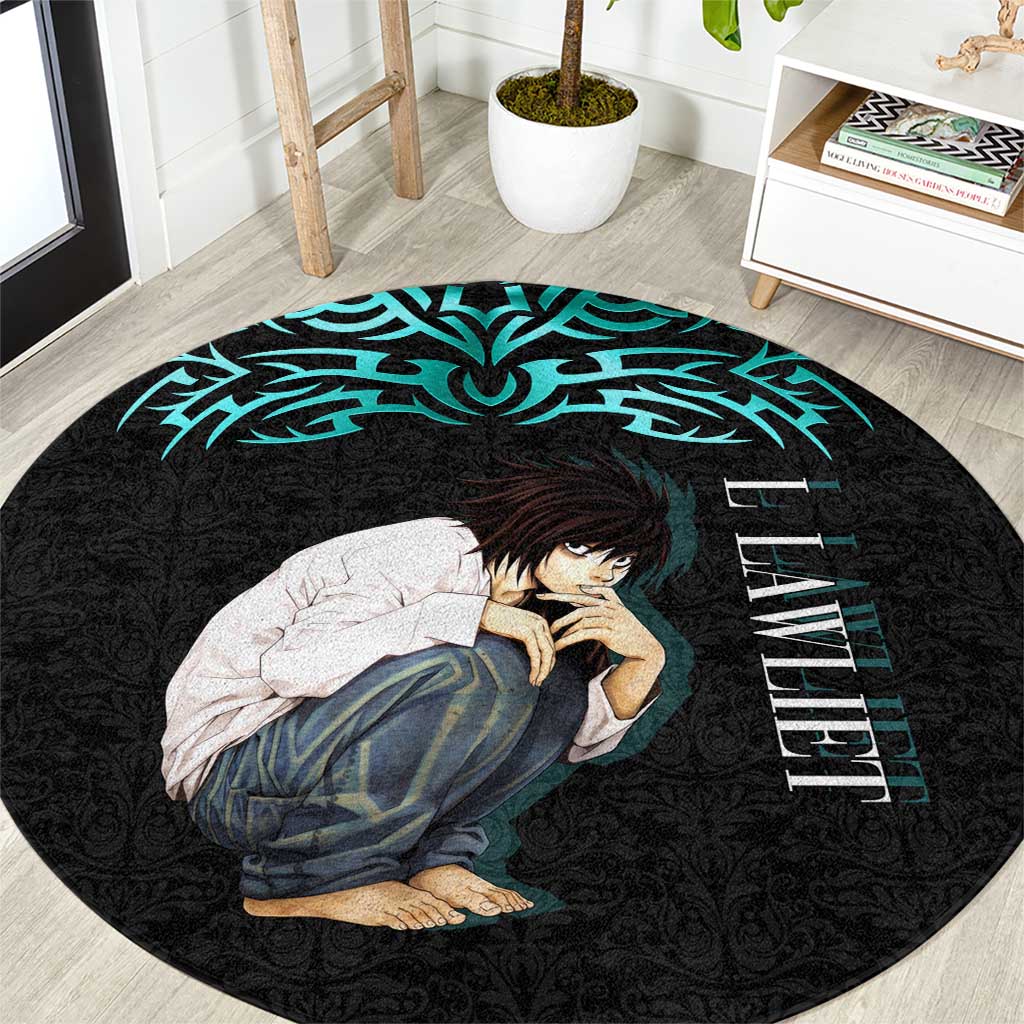 L Lawliet Death Note Round Carpet Tribal Anime Fusion Style
