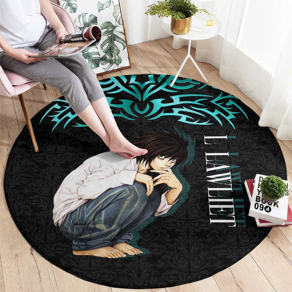 L Lawliet Death Note Round Carpet Tribal Anime Fusion Style