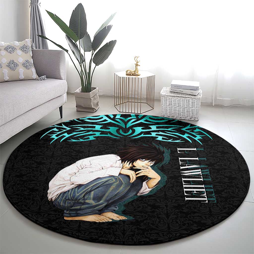 L Lawliet Death Note Round Carpet Tribal Anime Fusion Style