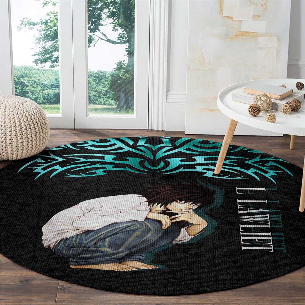 L Lawliet Death Note Round Carpet Tribal Anime Fusion Style