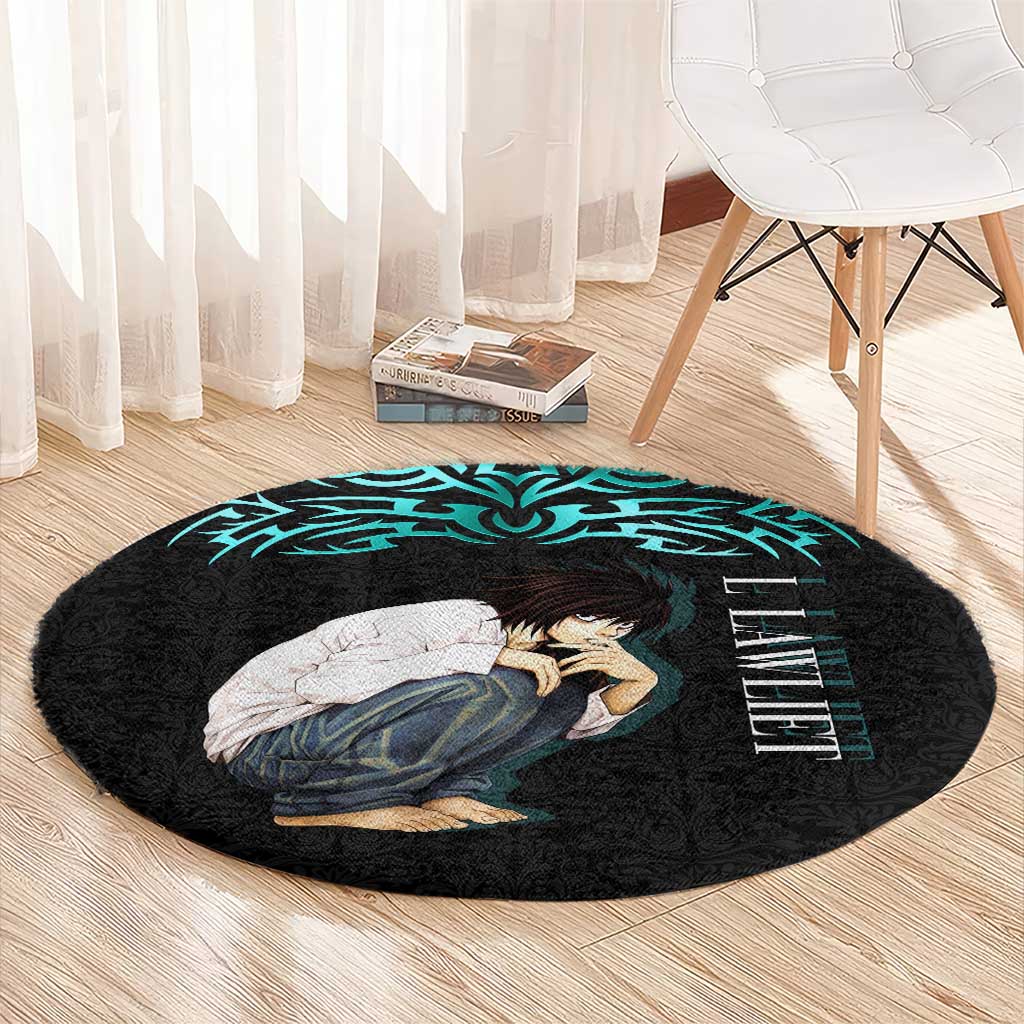 L Lawliet Death Note Round Carpet Tribal Anime Fusion Style