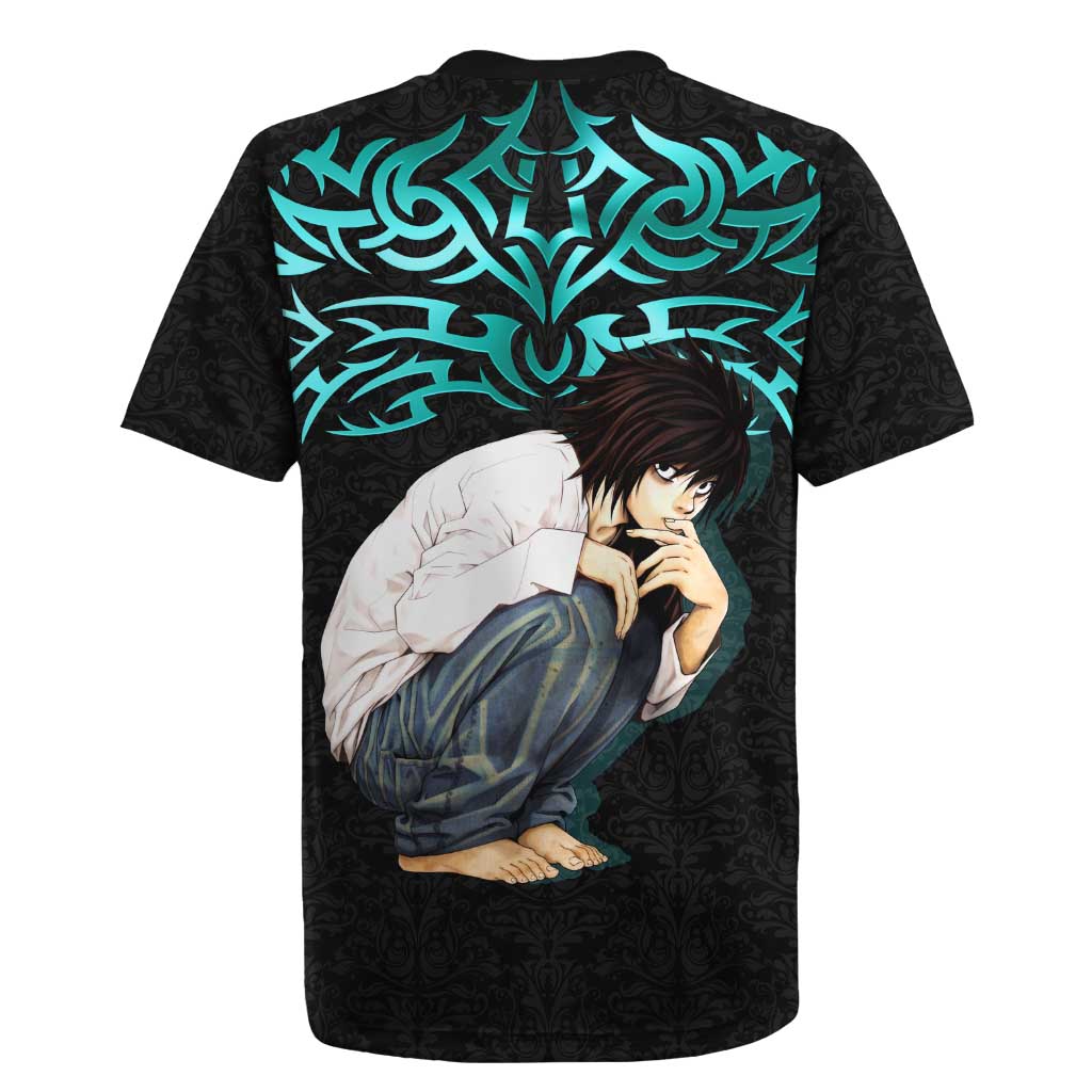 L Lawliet Death Note Rugby Jersey Tribal Anime Fusion Style