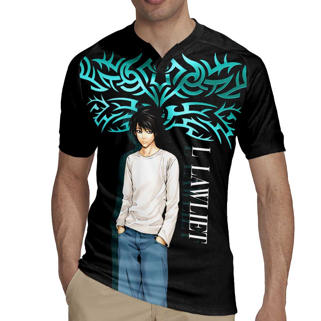 L Lawliet Death Note Rugby Jersey Tribal Anime Fusion Style