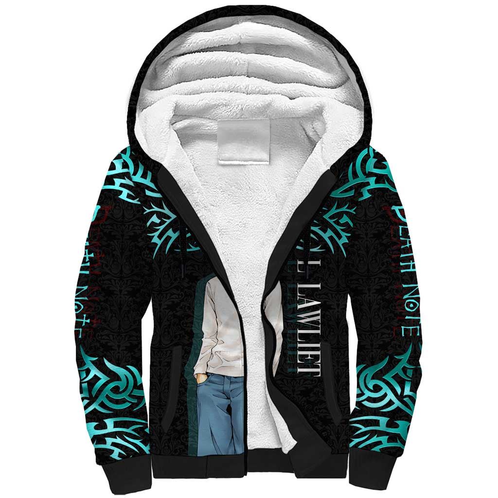 L Lawliet Death Note Sherpa Hoodie Tribal Anime Fusion Style