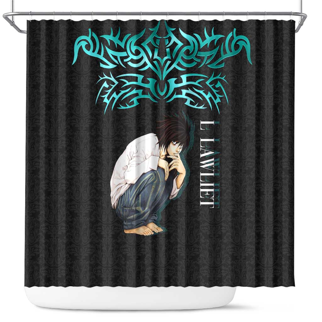 L Lawliet Death Note Shower Curtain Tribal Anime Fusion Style