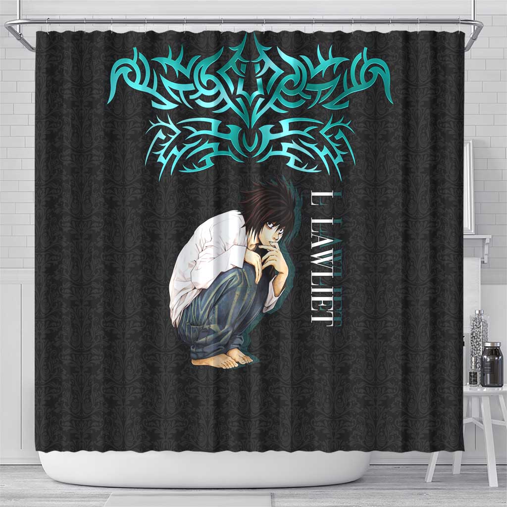L Lawliet Death Note Shower Curtain Tribal Anime Fusion Style