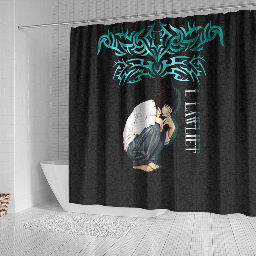 L Lawliet Death Note Shower Curtain Tribal Anime Fusion Style