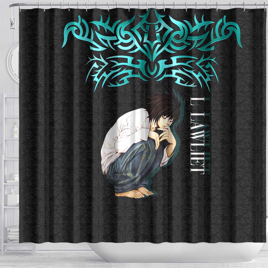 L Lawliet Death Note Shower Curtain Tribal Anime Fusion Style