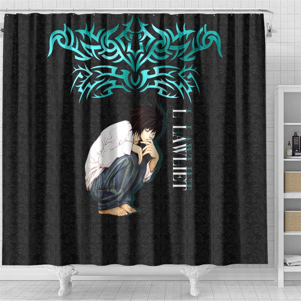L Lawliet Death Note Shower Curtain Tribal Anime Fusion Style