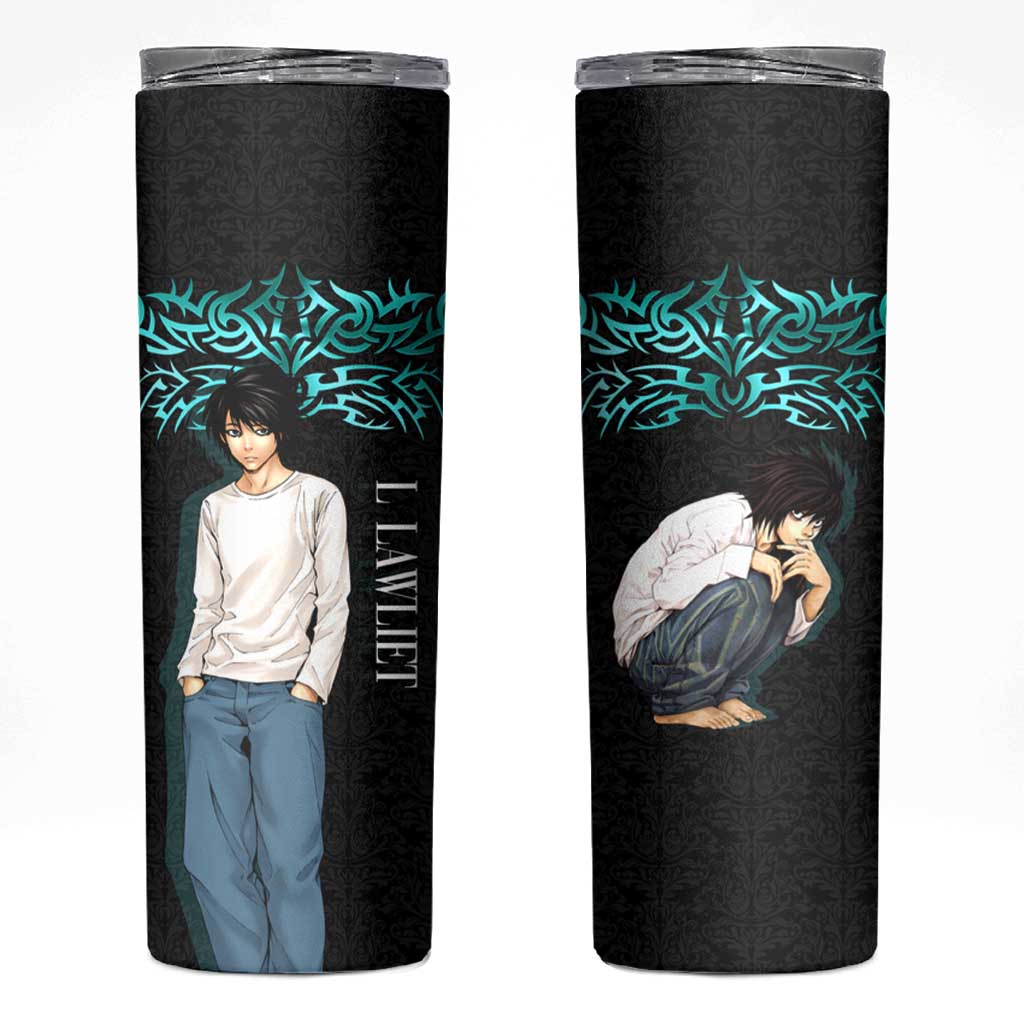 L Lawliet Death Note Skinny Tumbler Tribal Anime Fusion Style