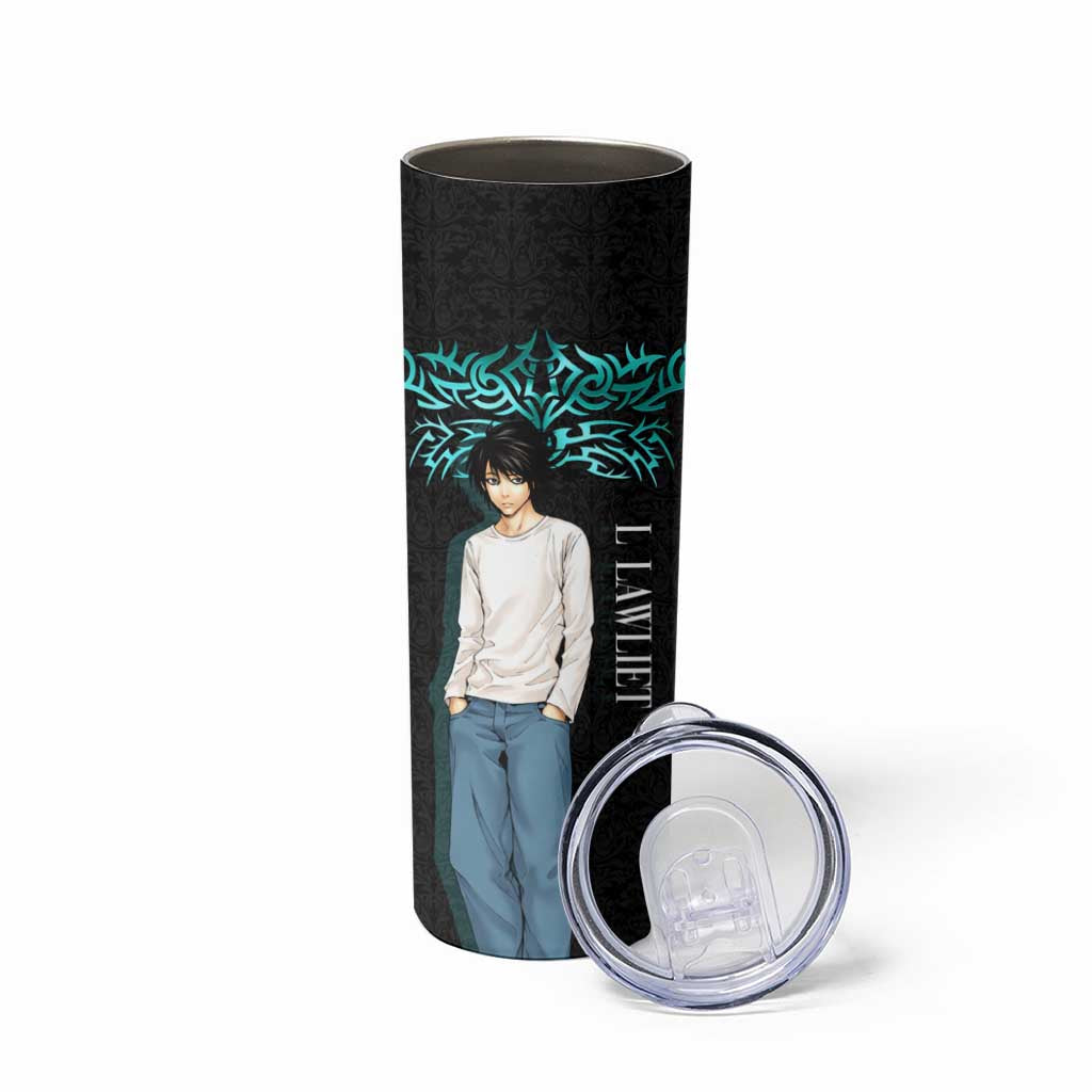L Lawliet Death Note Skinny Tumbler Tribal Anime Fusion Style