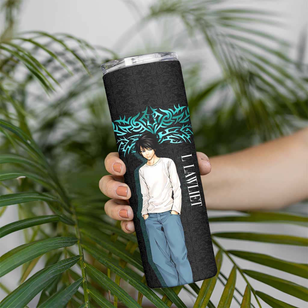 L Lawliet Death Note Skinny Tumbler Tribal Anime Fusion Style