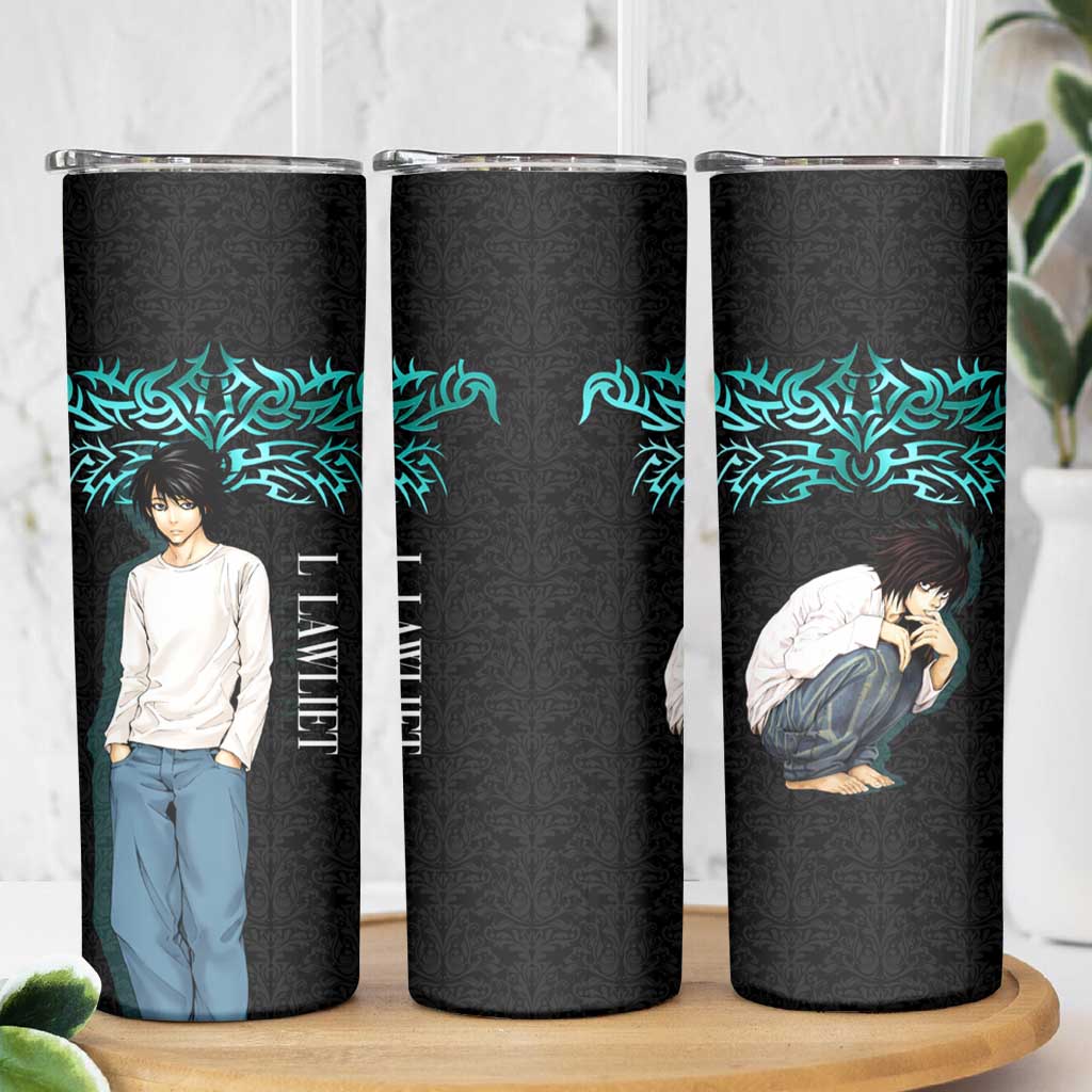 L Lawliet Death Note Skinny Tumbler Tribal Anime Fusion Style