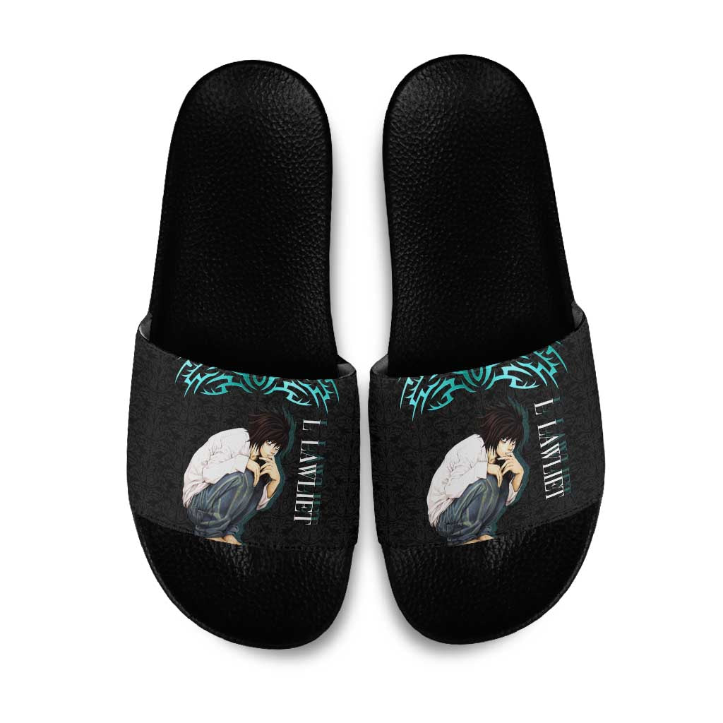 L Lawliet Death Note Slide Sandals Tribal Anime Fusion Style