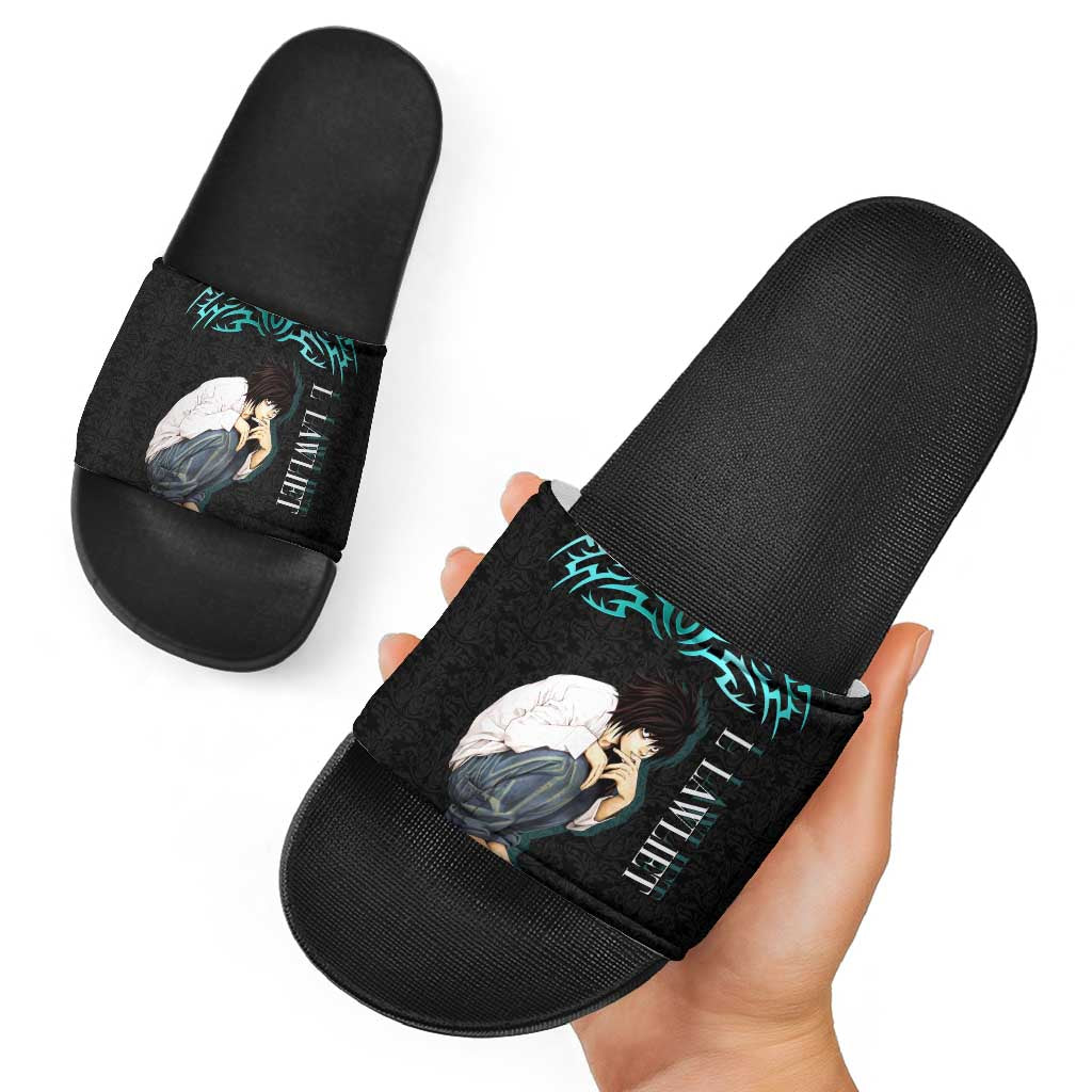 L Lawliet Death Note Slide Sandals Tribal Anime Fusion Style