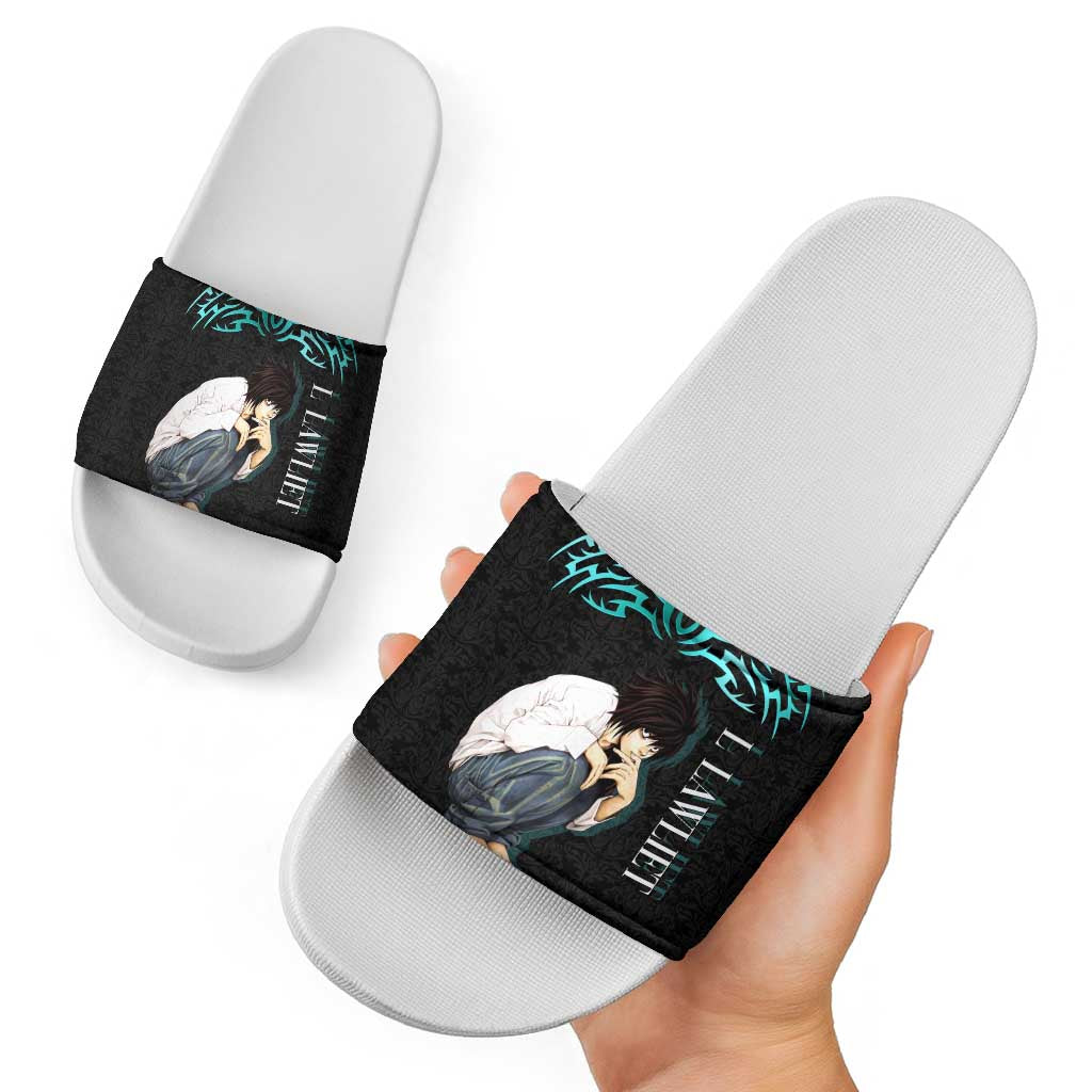 L Lawliet Death Note Slide Sandals Tribal Anime Fusion Style
