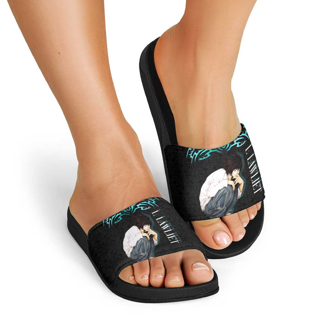 L Lawliet Death Note Slide Sandals Tribal Anime Fusion Style