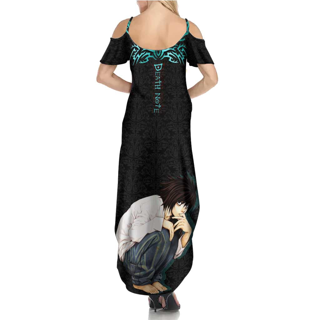 L Lawliet Death Note Summer Maxi Dress Tribal Anime Fusion Style