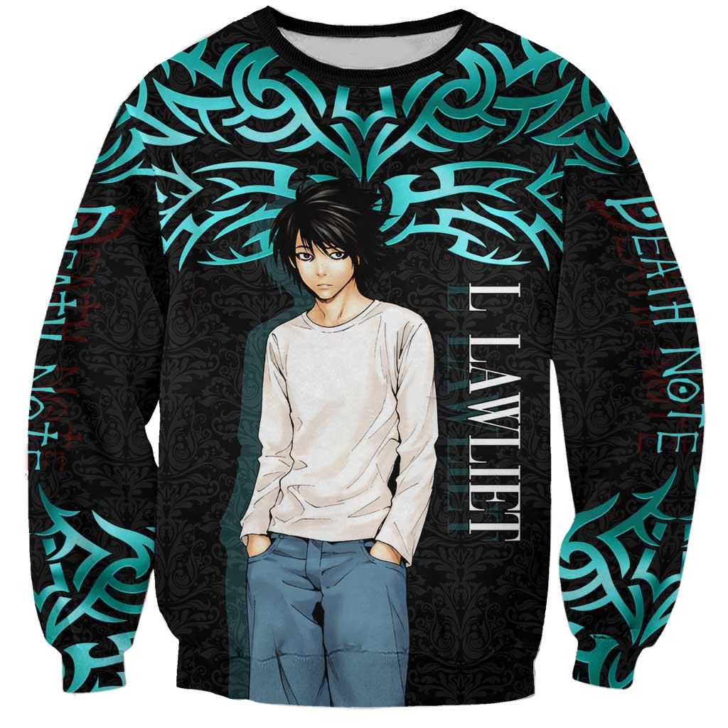 L Lawliet Death Note Sweatshirt Tribal Anime Fusion Style