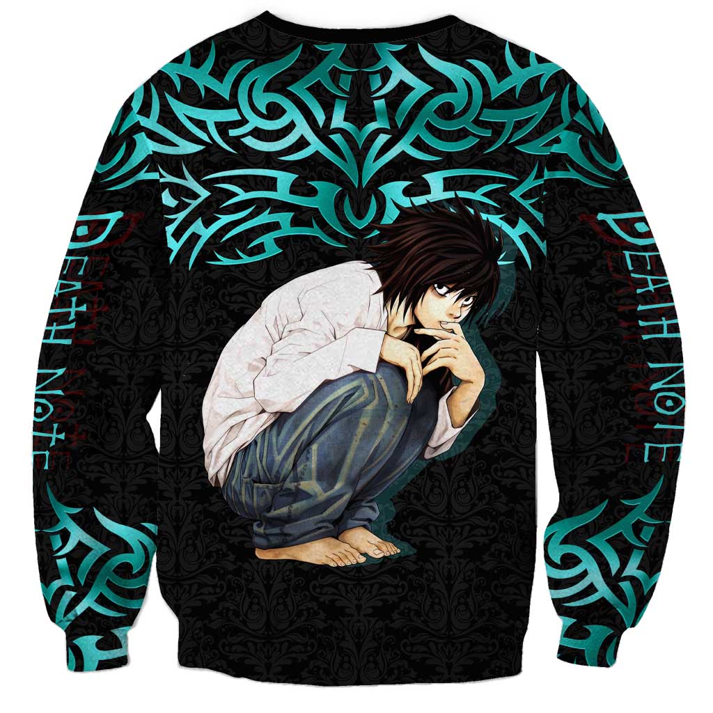 L Lawliet Death Note Sweatshirt Tribal Anime Fusion Style