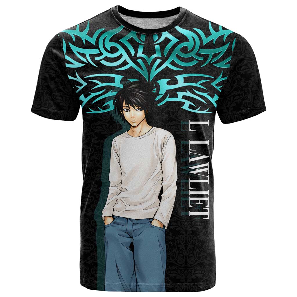L Lawliet Death Note T Shirt Tribal Anime Fusion Style