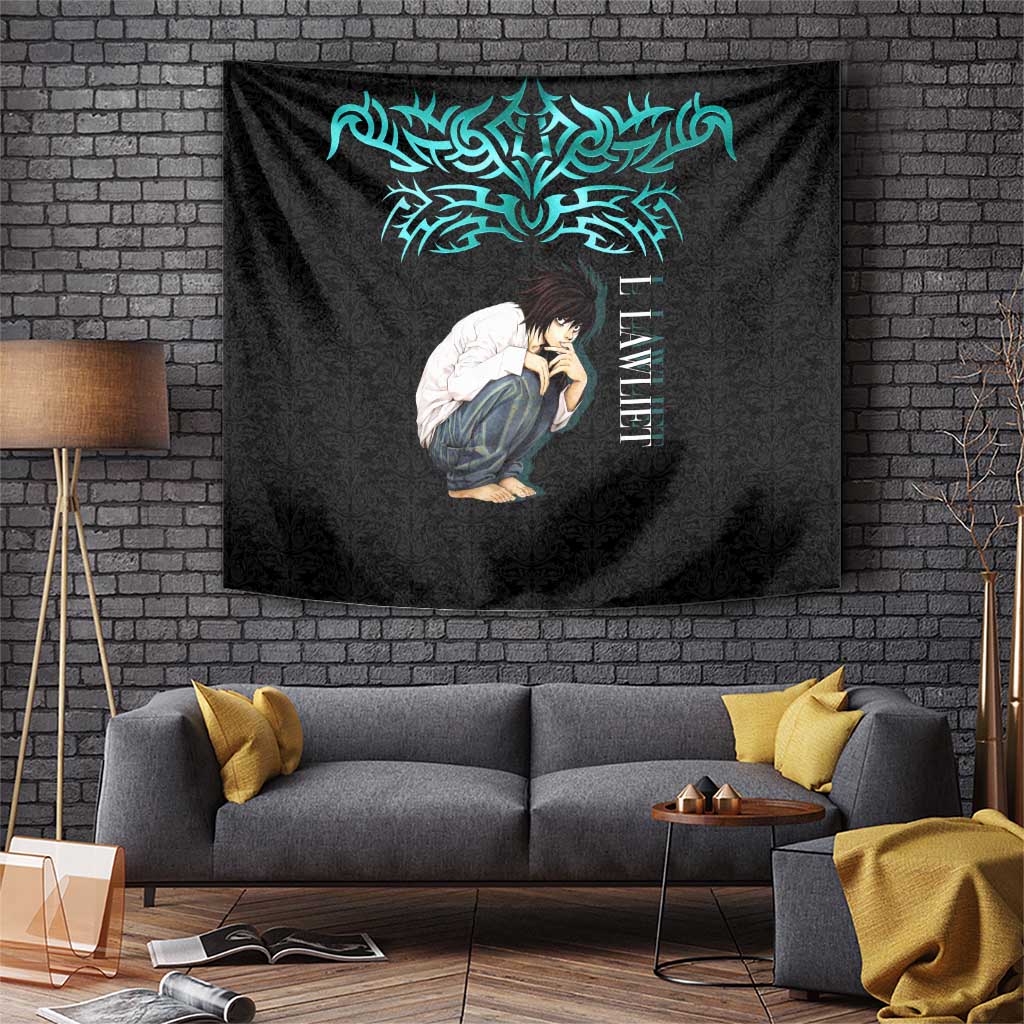 L Lawliet Death Note Tapestry Tribal Anime Fusion Style