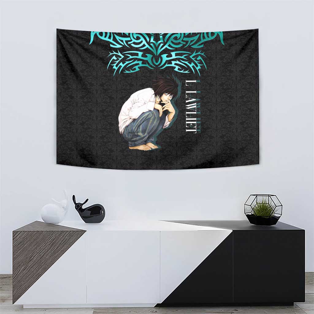 L Lawliet Death Note Tapestry Tribal Anime Fusion Style