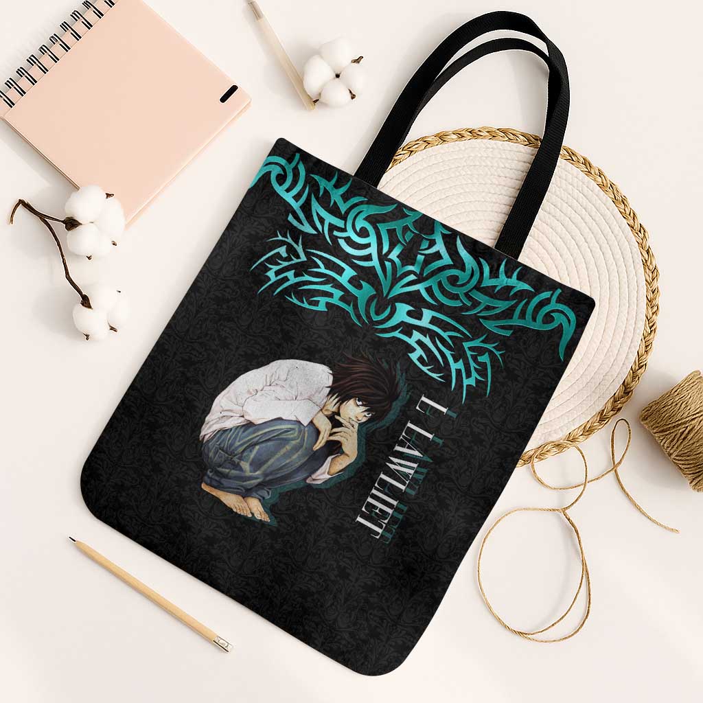 L Lawliet Death Note Tote Bag Tribal Anime Fusion Style