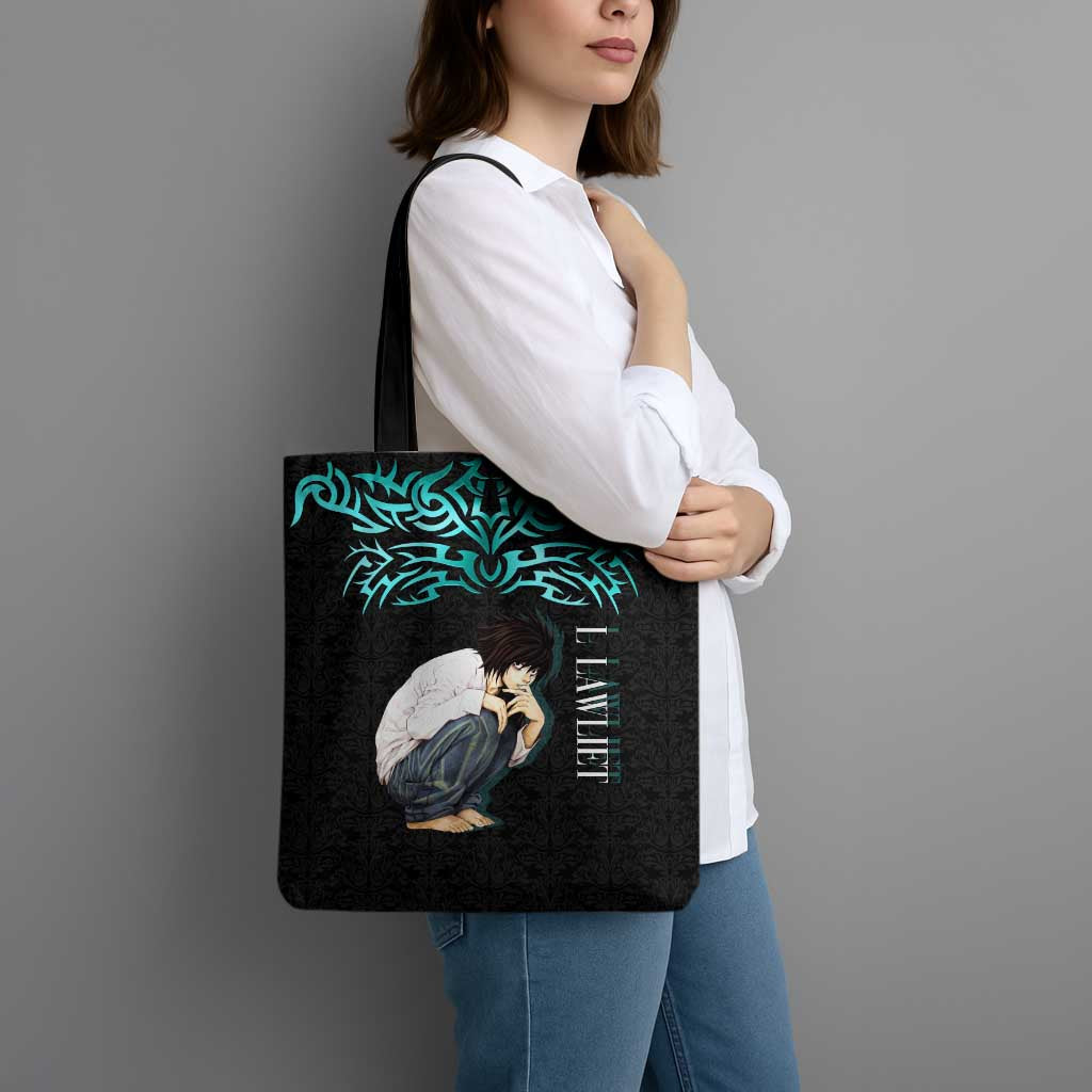 L Lawliet Death Note Tote Bag Tribal Anime Fusion Style