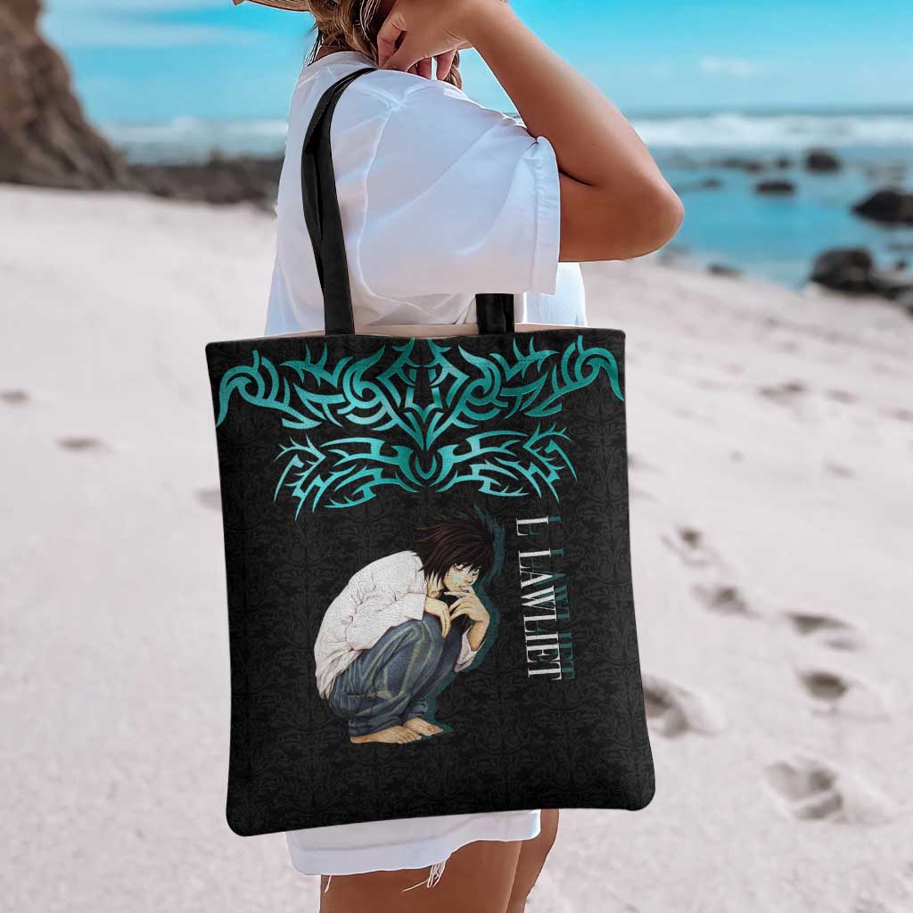 L Lawliet Death Note Tote Bag Tribal Anime Fusion Style