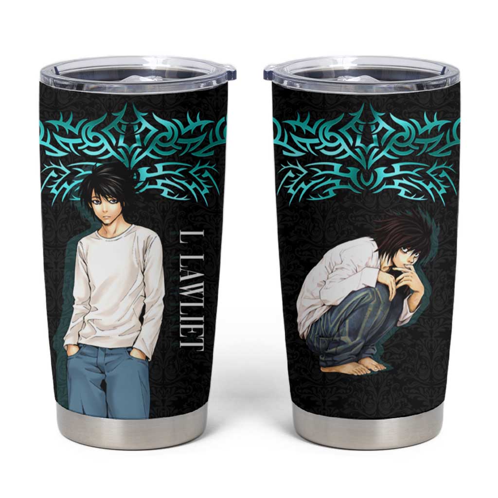 L Lawliet Death Note Tumbler Cup Tribal Anime Fusion Style