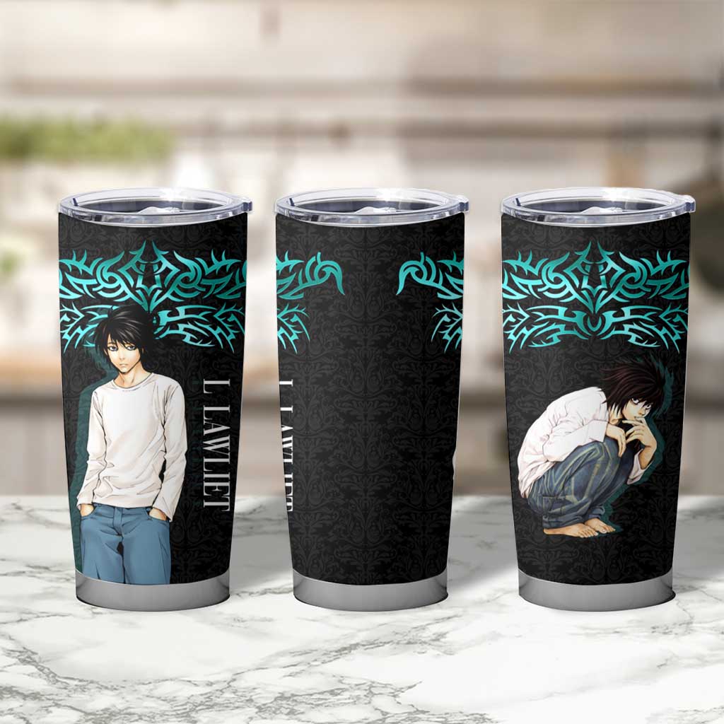 L Lawliet Death Note Tumbler Cup Tribal Anime Fusion Style